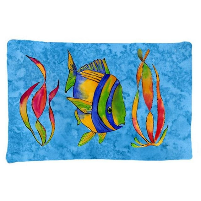 Carolines Treasures 8713PILLOWCASE Troical Fish And Seaweed On Blue Fabric Standard Pillowcase