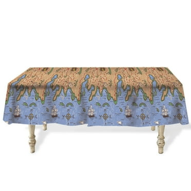 Party Central Club Pack of 12 Blue and Brown Pirate Treasure Map Table Covers 108"