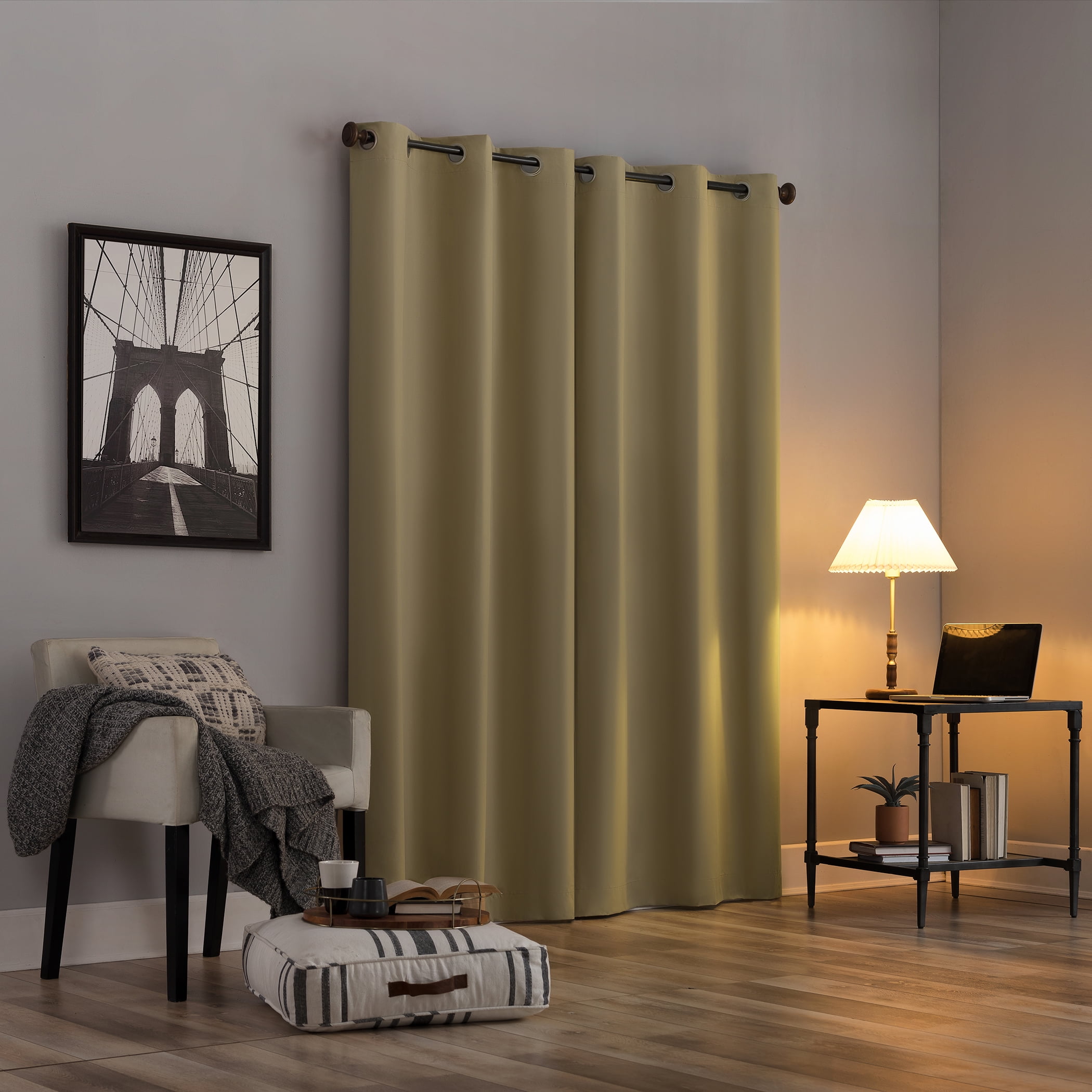Sun Zero Cyrus Thermal 100% Blackout Grommet Curtain Panel, 40"x96", Soft Gold