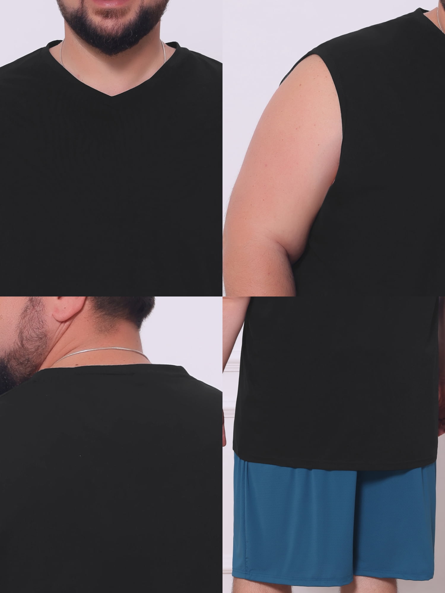 DARING DIVA Men's V-Neck Soft Breathable Sleeveless Undershirt Tank Top 2XL Black