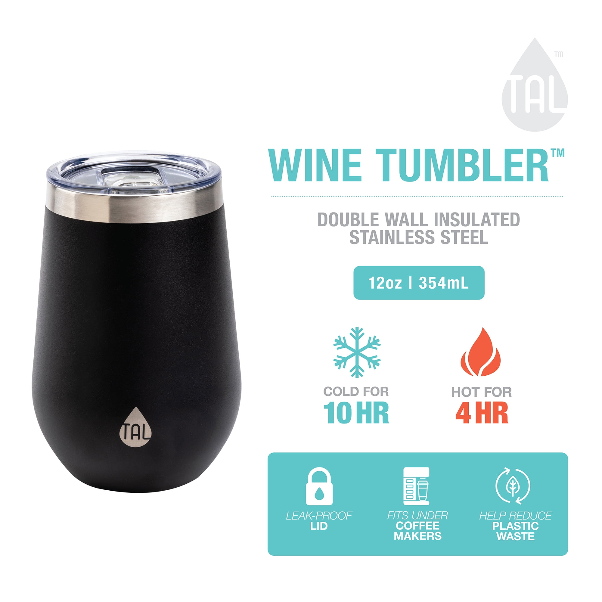 Guaranteed by Halloween Tal 12 Ounce Stainless Steel Insulated Wine Tumbler with Tritan Lid