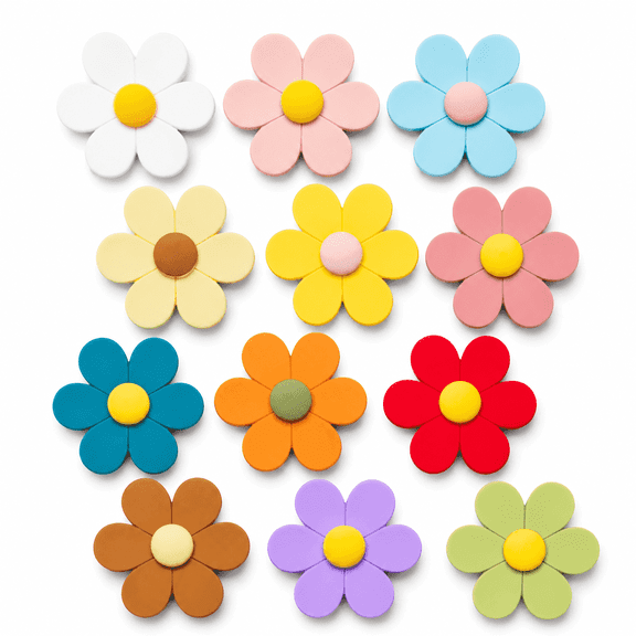 GQCLNBH 12 Pcs Flower Fridge Magnets, Cute 3D Colorful Refrigerator Magnets for Locker, Whiteboard, Kitchen & Office, 1.3 In