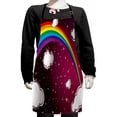 thumbnail image 1 of Cartoon Kids Apron, Rainbow Colored Image with Colors Star Like Details Nursery Themed Artwork, Boys Girls Apron Bib with Adjustable Ties for Cooking Baking Painting, Maroon and White, by Ambesonne, 1 of 2
