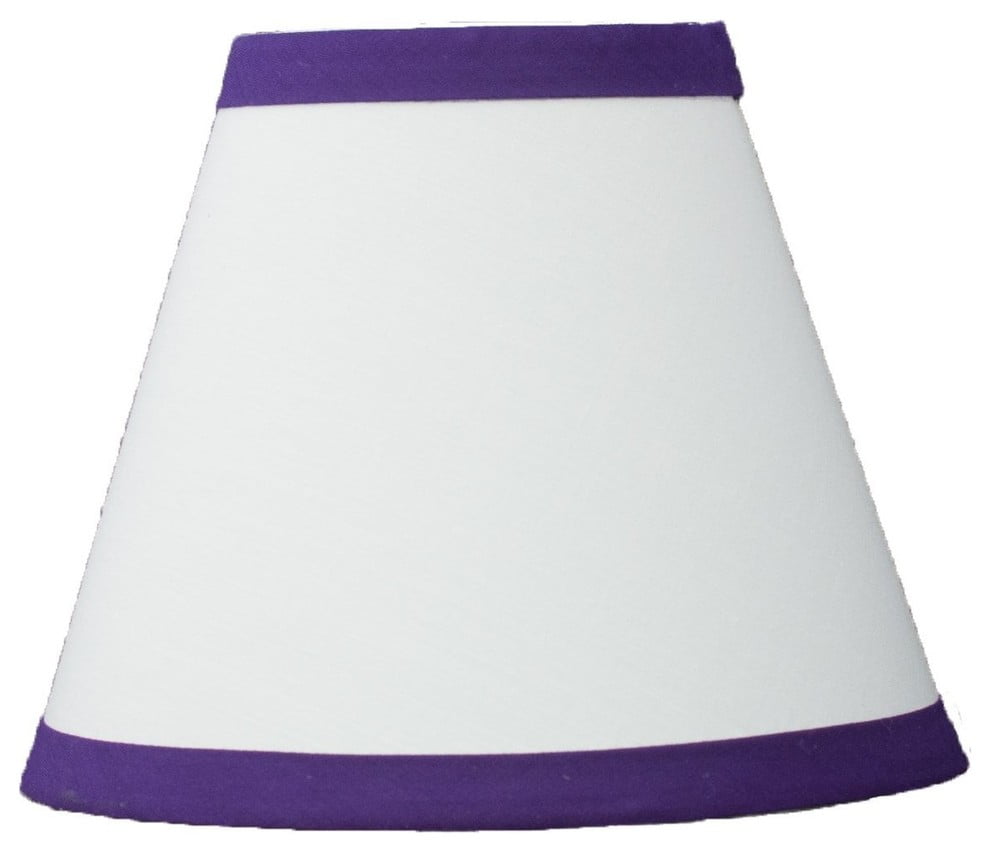 Urbanest White Cotton with Purple Trim Chandelier Mini Lamp Shade,3"x6"x5" 