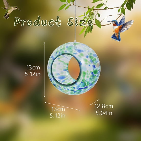 Fwttom Bird Feeders for Outdoors, Hanging Colorful Glass Wild Bird Feeders, Decorative Feeders for Garden, Patio & Backyard, Multicolor