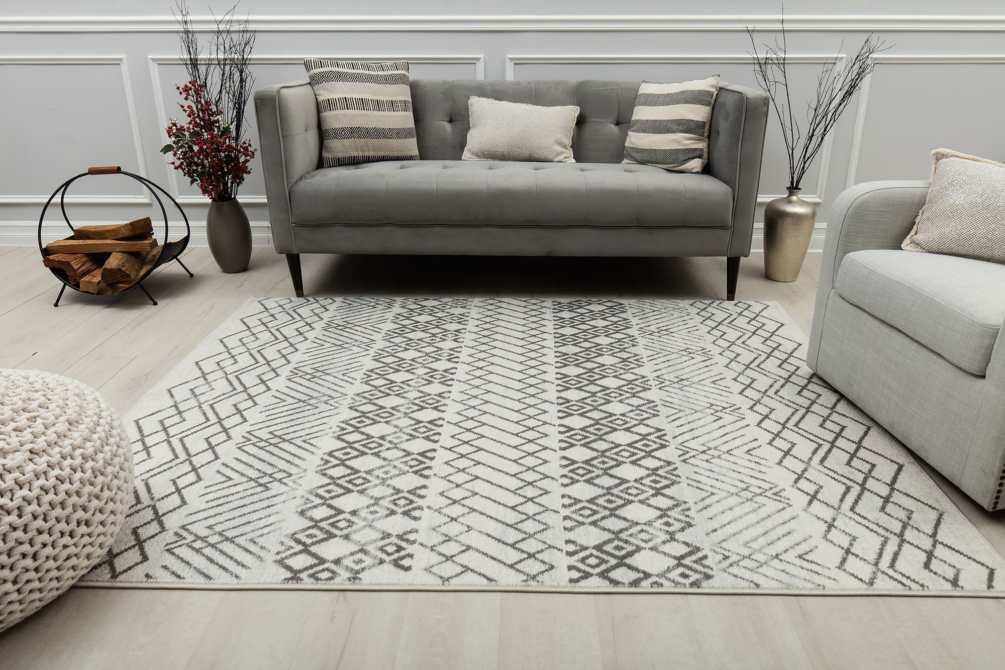 Mason Brooks Ryder KN20C Ivory Cottontail Moroccan Tribal White Area Rug, 2'6" x 4'