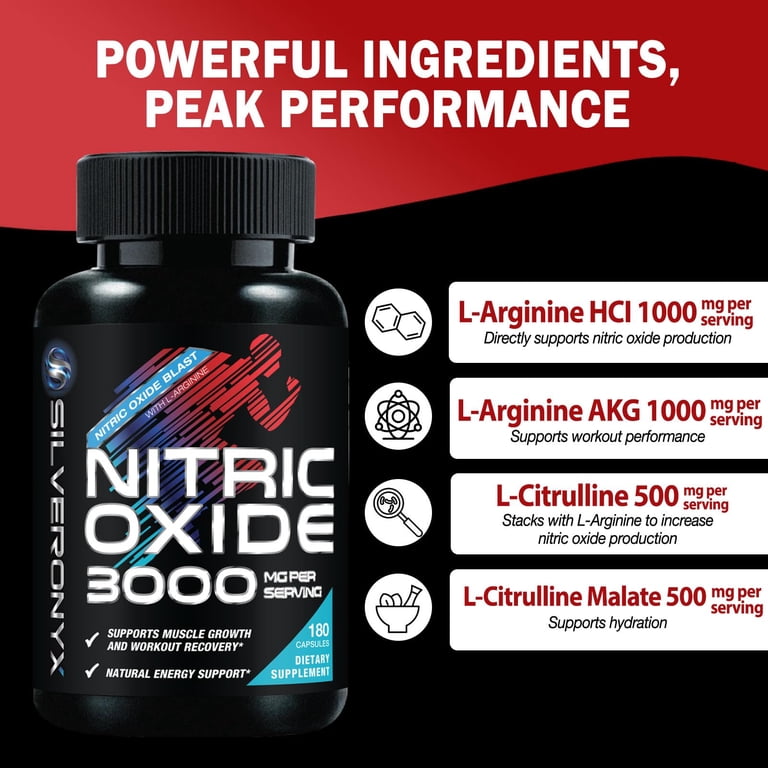 Silveronyx Extra Strength Nitric Oxide Booster, 180 Capsules