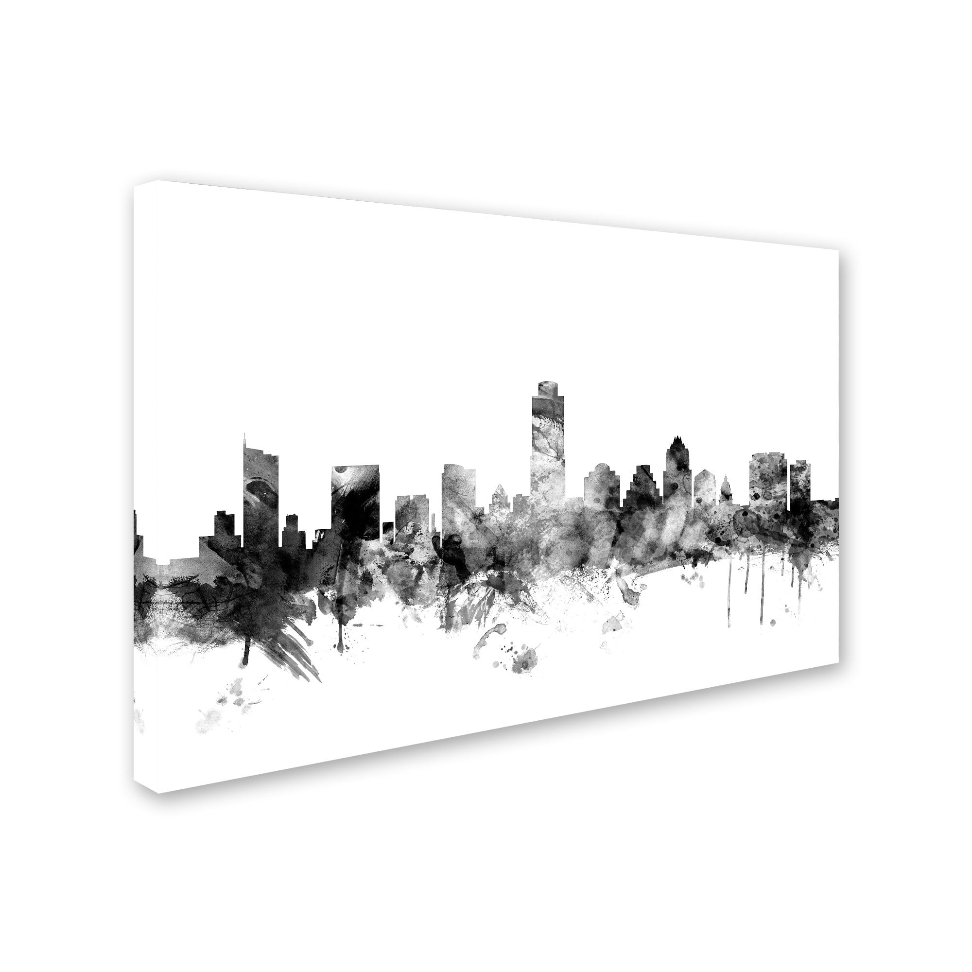 Trademark Fine Art "Austin Texas Skyline B&W" Canvas Art by Michael Tompsett