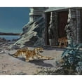 thumbnail image 2 of E. Baily Hilda 14x12 Black Ornate Wood Framed Double Matted Museum Art Print Titled: Tigers at a Temple Entrance, 2 of 5