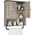 thumbnail image 6 of Bathroom Wall Cabinet, Medicine Cabinet with Open Partition and Towel Bar, Rustic Storage Cabinet with Open and Hidden Storage Space, for Bathroom, Living Room, Greige and Charcoal Black, 6 of 12