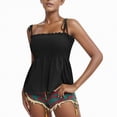 thumbnail image 2 of Kaprioy Womens Summer Tops Ruffle Smocked Tank Tops for Women Summer Square Neck Sleeveless Tops Tie Shoulder Spaghetti Strap Blouse Cami Shirts, 2 of 5
