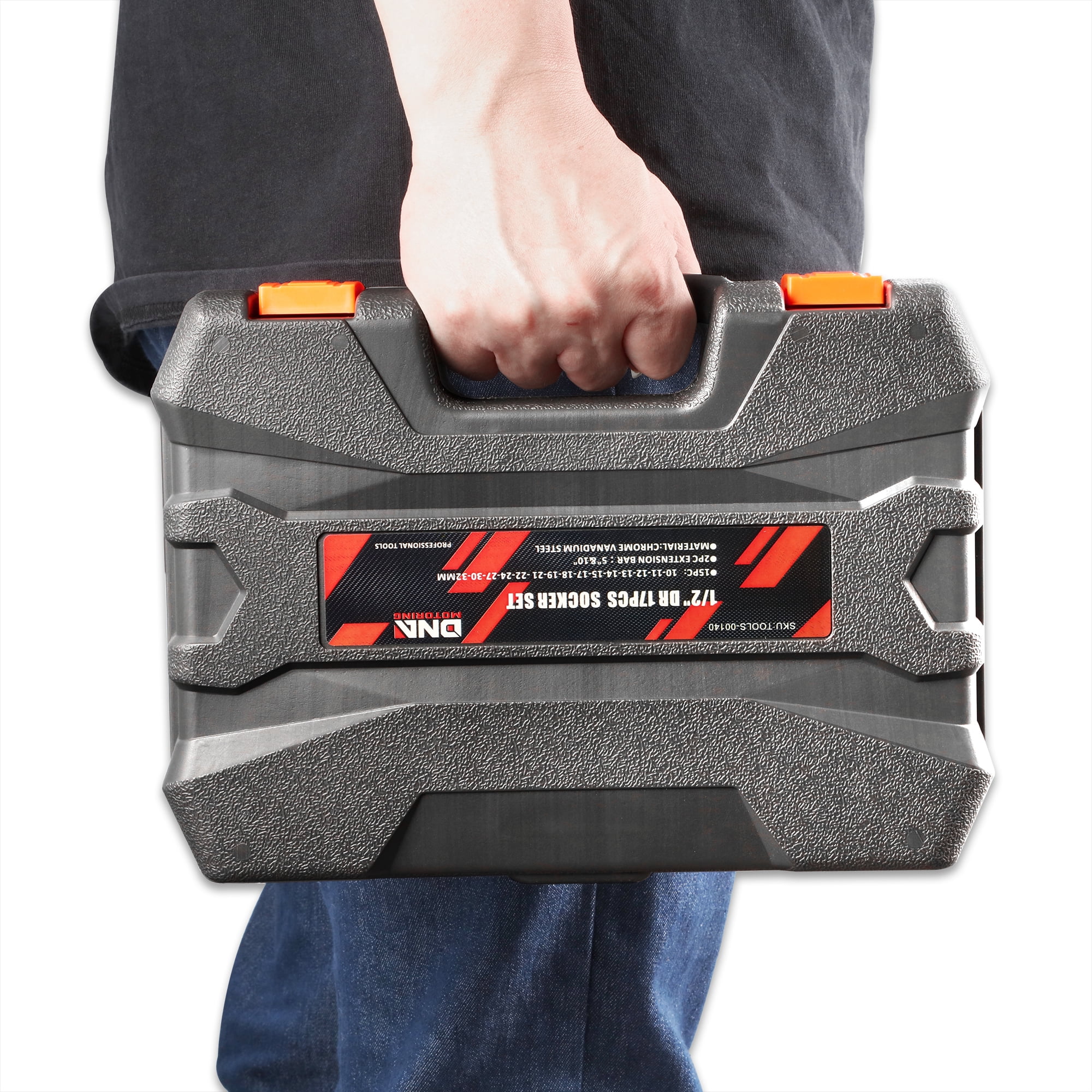 DNA Motoring TOOLS-00148 20 Pcs 1/2" Drive Metric Deep Impact Socket Set 10-32mm w/ Extension Bars & Joint With Carry Case