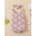 thumbnail image 2 of Coduop Newborn Baby Girl Romper Print Sleeveless Jumpsuit with Headband Summer Clothes Outfit, 2 of 8