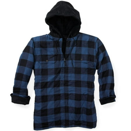 Big & Tall Men's Fleece-Lined Hooded Zip Flannel Jacket