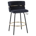 thumbnail image 2 of Set of 2 Modern Swivel Counter Stools with Gold Footrest, Black Velvet Upholstered Bar Stools for Kitchen Island, 2 of 5