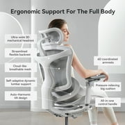 SIHOO Doro C300 PRO Ergonomic Chair Dual Seat Back Support Home Office Chair Computer Chair with 6D Armrests & Dynamic Lumbar Support-Seat Depth Adjustable Desk Chair for Big and Tall-White
