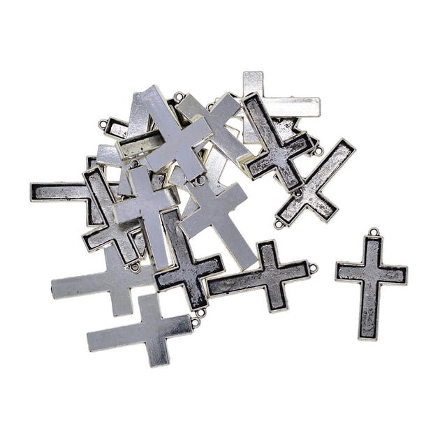 20 piezas Chic Cruz Collar Colgante BLESIY Ajuste Cabochon Base Bandeja Bisel Ajuste en Resina Cabujs Fornituras para Joyas Plateado