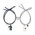 thumbnail image 3 of Pulsera trenzada personalizada para parejas, lindas pulseras con dijes de gatos, cuerda trenzada ajustable hecha a mano a juego (3 piezas), 3 of 5