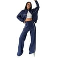 thumbnail image 3 of Conjunto Deportivo de Dos Piezas para Mujer, Ideal para Otoño Incluye Sudadera de Larga con Cremallera y Pantalón Azul L, 3 of 8