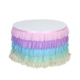 thumbnail image 3 of Efavormart 14ft Gradient Unicorn Themed Chiffon Ruffled Tutu Table Skirt with Satin Backing, 5-Tier Rainbow Table Skirting, 3 of 11