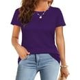 thumbnail image 4 of Womens Summer Casual Short Sleeve Tunics Tops Crew Neck Blouses Dressy Basic Shirts, 4 of 6