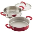 thumbnail image 6 of Rachael Ray Create Delicious Aluminum Nonstick Steam Set, 3-Quart, Red Shimmer, 6 of 7