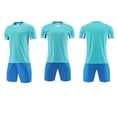 thumbnail image 4 of Amidoa Boys Summer Athletic 2 Piece Outfits Performance CrewNeck Short Sleeve and Elastic Waist Active Casual Short Kids Clothing Set Light Blue Size XS, 4 of 6