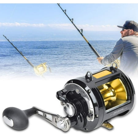 Fishing Reel Level Wind Right Hand Offshore Fishing Wheel Conventional Saltwater Reel Kit Portable All Metal Boat Iron Plate Trolling Sea Fishing Wheel Fish Line