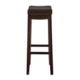 thumbnail image 4 of Pemberly Row Backless Bar Stool Brown Faux Leather Wood Frame in Brown Finish, 4 of 15