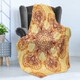 thumbnail image 4 of Ethnic Soft Flannel Fleece Throw Blanket, Ornate Vintage Circular Motif in Oriental Tattoo Mandala Inspired, Cozy Plush for Indoor and Outdoor Use, 50" x 60", Dark Orange Apricot, by Ambesonne, 4 of 5