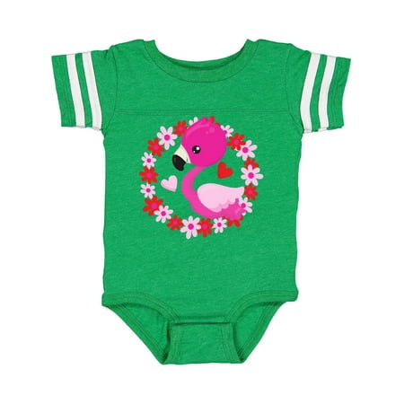 

Inktastic Cute Flamingo Floral Wreath Hearts - Pink Red Gift Baby Girl Bodysuit