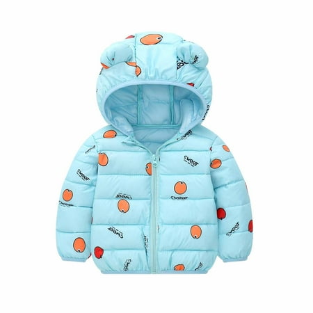 

QIPOPIQ Coats for Girls Clearance Toddler Baby Boys Girls Autumn Winter Light Cotton Padded Jacket Hooded Zipper Jacket Coat