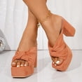 thumbnail image 4 of SACFOF Women's High Heeled Square Toe Slip On Sandals, Puffy Knot Chunky Heel Open Toe Sandals for women, Summer Party Prom Shoes, 4 of 6
