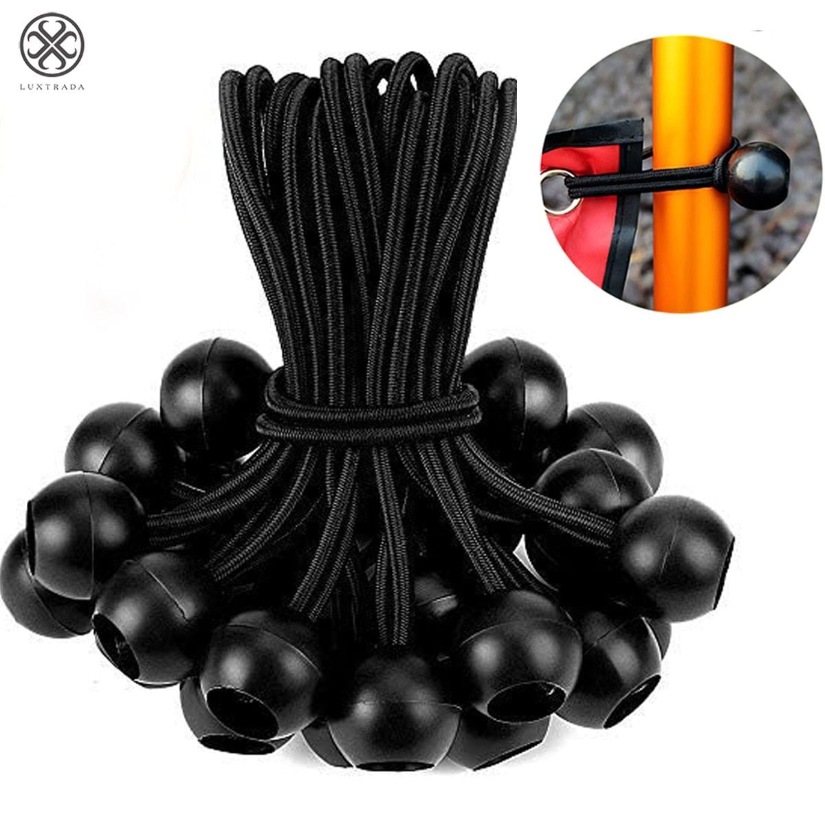 Luxtrada 10 Pack 6" Ball Bungee Bungie Cord Heavy Duty Canopy Tarp Tie