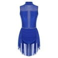 thumbnail image 5 of Aiihoo Womens Glitter Lyrical Dance Dress Sleeveless Sheer Mesh Patchwork Leotard Dress Dancewear Blue S, 5 of 7