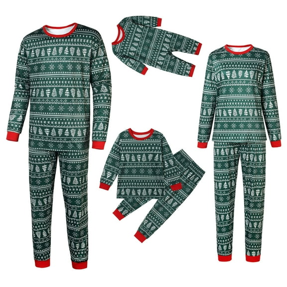 Odeerbi Christmas Pajamas For Family Matching Outfits Printed Blouse Tops Pants Xmas Set