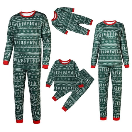

Daqian Family Matching Pajamas Christmas Mom Printed Blouse Tops+Pants Xmas Family Matching Pajamas Set Family Christmas Pajamas Clearance Green 10(XL)