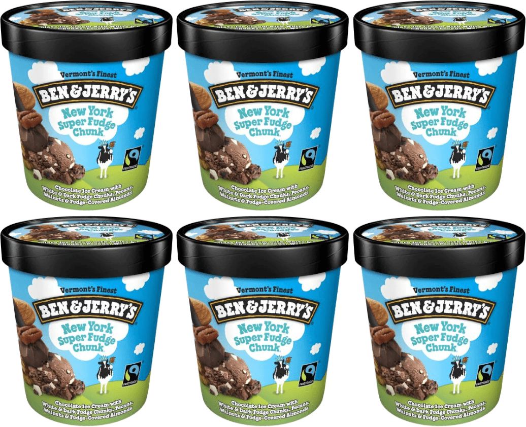 Ben & Jerry's New York Super Fudge Chunk Ice Cream, 16 oz. Pint, 6Pack