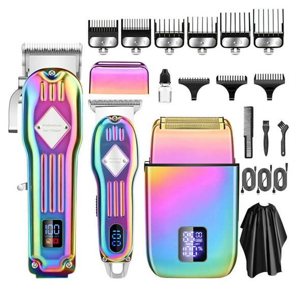 Electric Hair Clippers for Men Cordless Hair Clippers Trimmer Beard Trimmer Kit Bald Head Shaver Men's Haircut Kit for Barber with LCD Display 9 Guide Combs Mens Gifts