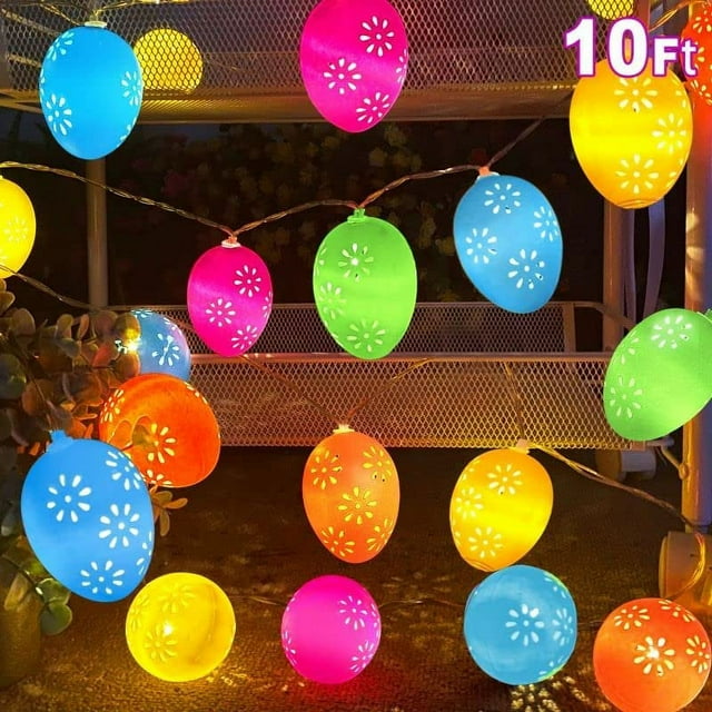 Easter Lights Decorations Outdoor 10FT 20LED Easter Lights Easter Colorful String Lights Easter Party Decor Battery Operated Easter Decoration Outdoor Indoor Home Tree Easter Hunt Party