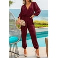 thumbnail image 6 of PRETTYGARDEN Women's Fall Jumpsuits Dressy Casual Pants Romper Spring Long Sleeve V Neck Belt Pockets One Piece Outfits, 6 of 7