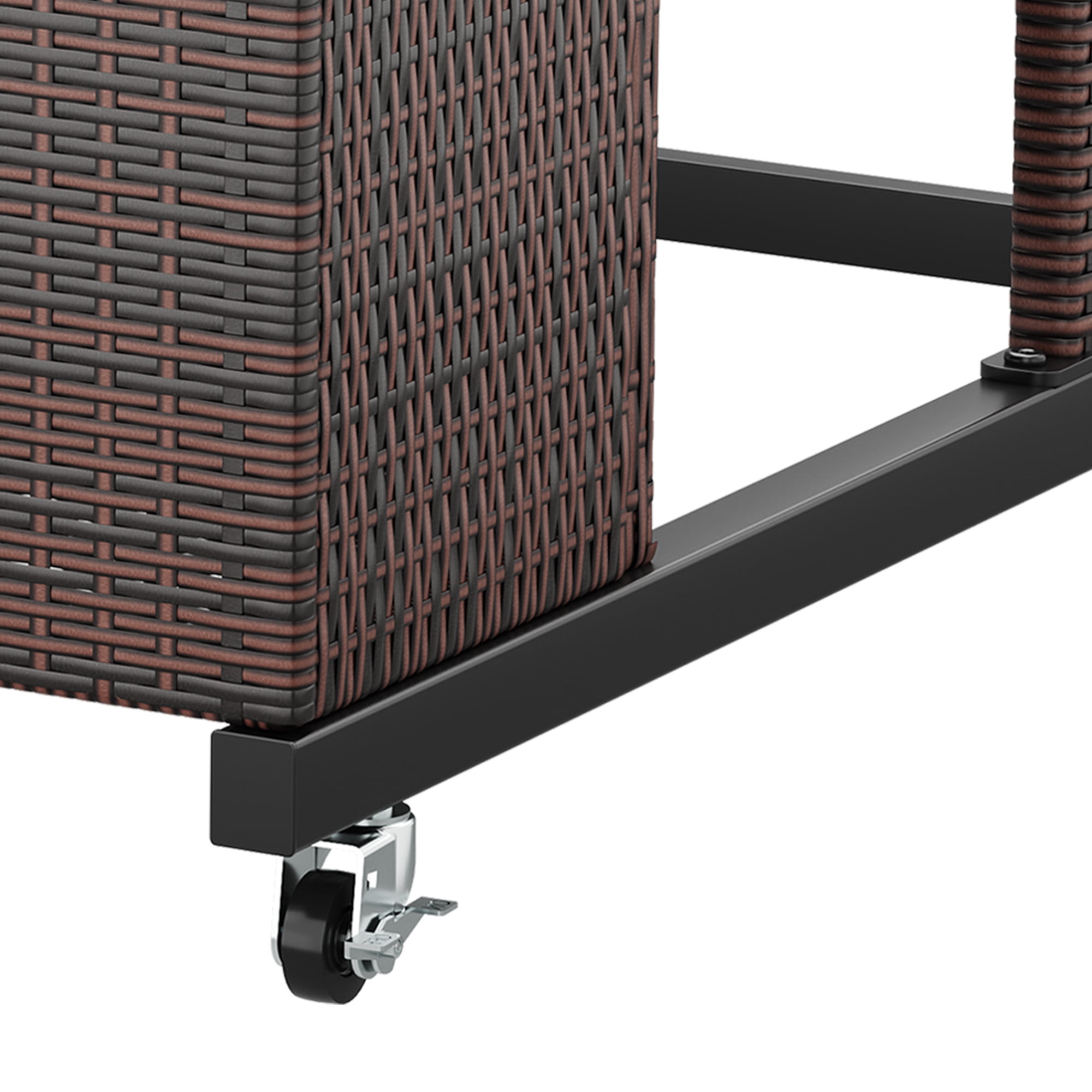 Uforic Outdoor Rattan Wicker Storage Cabinet, Rolling Organizer for Poolside, Patio, and Backyard, Brown