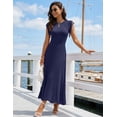 thumbnail image 2 of MEROKEETY Womens 2026 Spring Summer Sleeveless Fringe A Line Pleated Midi Dress Business Casual Work Wedding Guest Flowy Dress Navy M, 2 of 4