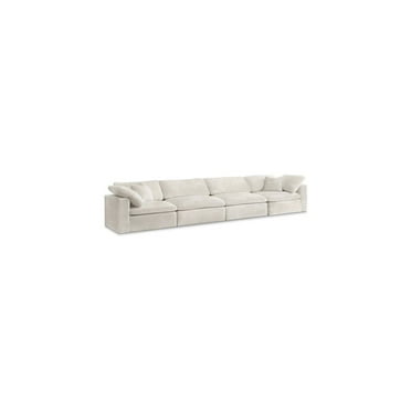 Meridian Furniture Cozy Cream Velvet Modular 4 Piece Sofa