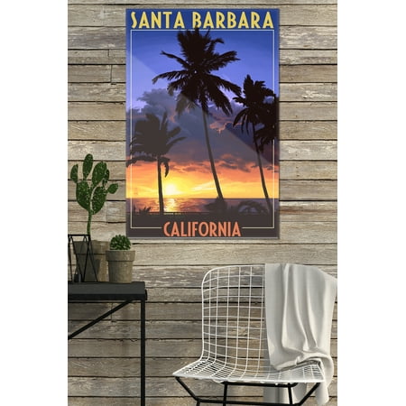 Santa Barbara California Palms Sunset Lantern Press Poster 24x36 Acrylic Wall Art Gallery Quality