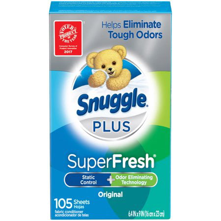 (2 Pack) Snuggle Plus Super Fresh Fabric Softener Dryer Sheets, Original, 105