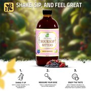 Herb To Body Soursop Bitters Mixed Berries Liquid Herbal Supplement, Great-Tasting | 16 fl oz