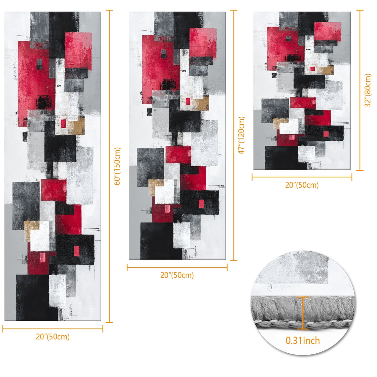 3 Piece Kitchen Rug Set, Non-Slip And Washable, Abstract Pattern Kitchen Hallway Rug, Soft And Comfortable, Suitable For Sinks, Floors, Entrances, Hallways and Bathrooms