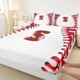 thumbnail image 3 of Manfei Personalized Initial S 4-Piece King Sheet Set, Sport Baseball, 3 of 7