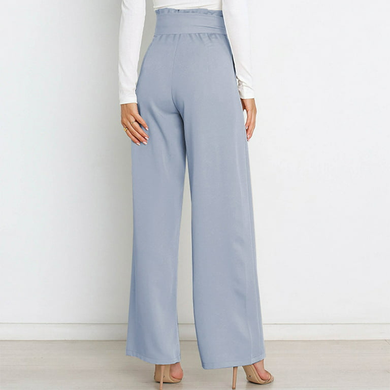 Women's High Waisted Suit Pants Tie Waisted Business Casual Wide
